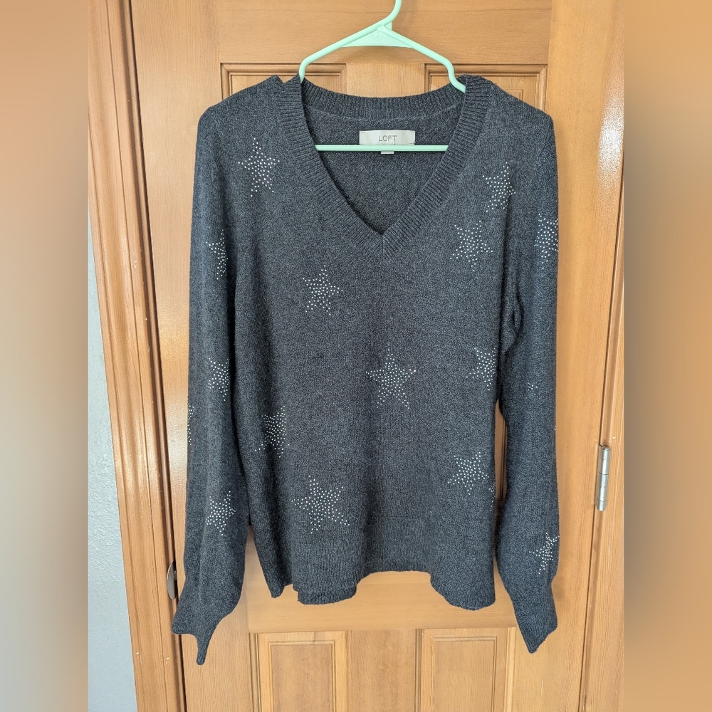 LOFT Charcoal Star Comfortable Sweater
